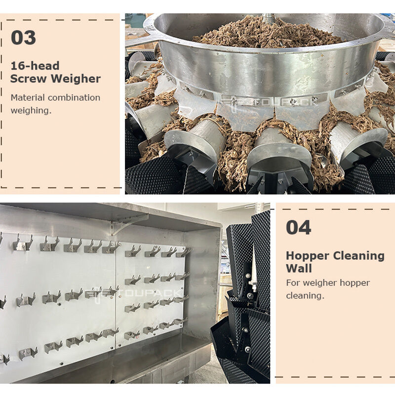 Автоматическая линия упаковки лотков с винтовым питателем и мультиголовочным дозатором для мяса, салатов и готовых блюд